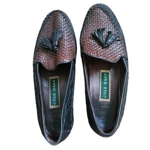 Cole Haan Two-tone Leather Tassel Woven Loafer Size 7.5